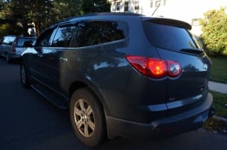 The West Hartford Police have this unmarked Chevy Traverse. It catches many offenders by surprise. Photo credit: Ronni Newton.