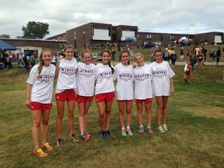 All seven Conard girls cross country runners finished in the top 50 in the Windham Invitational on Sept. 13. Photo credit: Linda Geisler.
