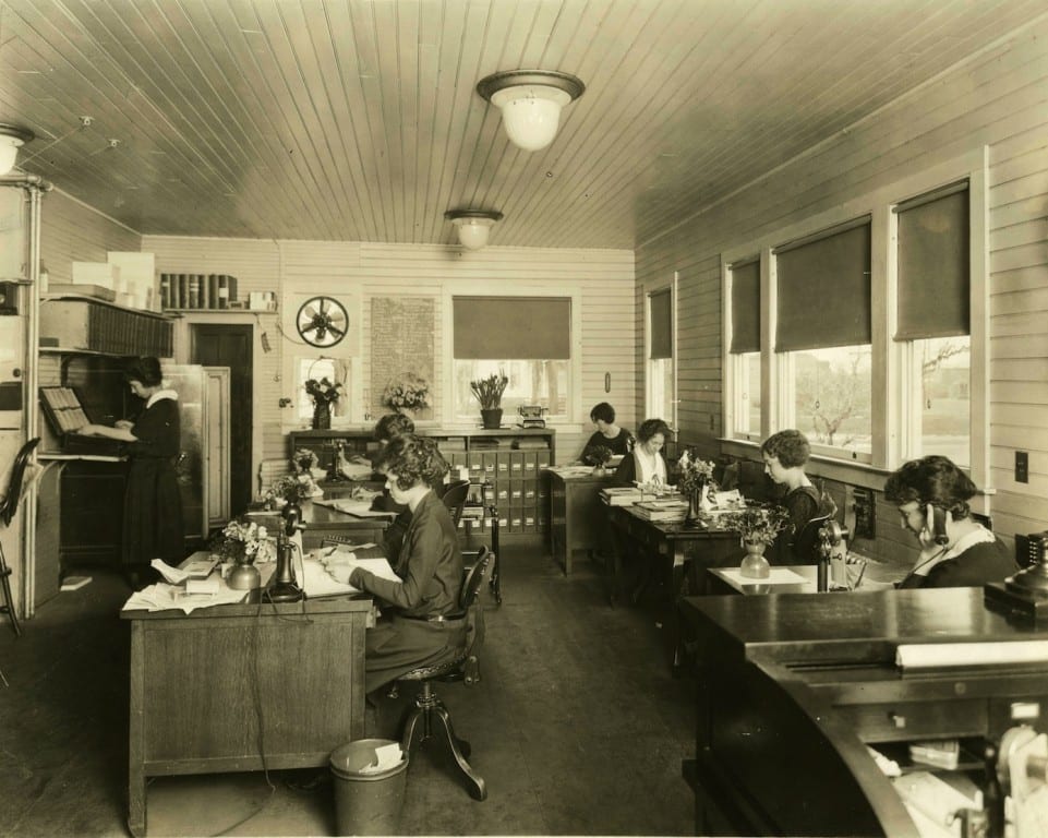 Operators at Burnham's Grocery Store. Courtesy of Noah Webster House & West Hartford Historical Society.