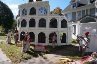 This year's Halloween House uses the Fall of Rome to make a political statement. Photo credit: Ronni Newton