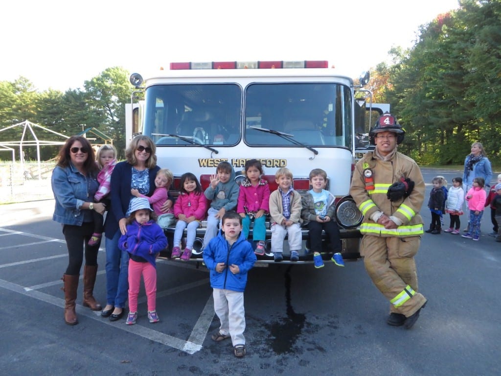 West Hartford Fire Department visits Lollipop Tree Nursery School. Submitted photo.