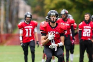 Wide receiver Mason Harvey ’15 of West Hartford had seven catches for 79 yards and two touchdowns in Kingswood Oxford’s victory over Hopkins School on Oct. 18. Submitted photo.