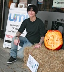 Naom LaBella, of Umi Sushi+Tapas with her winning pumpkin. Photo by T. Hickey