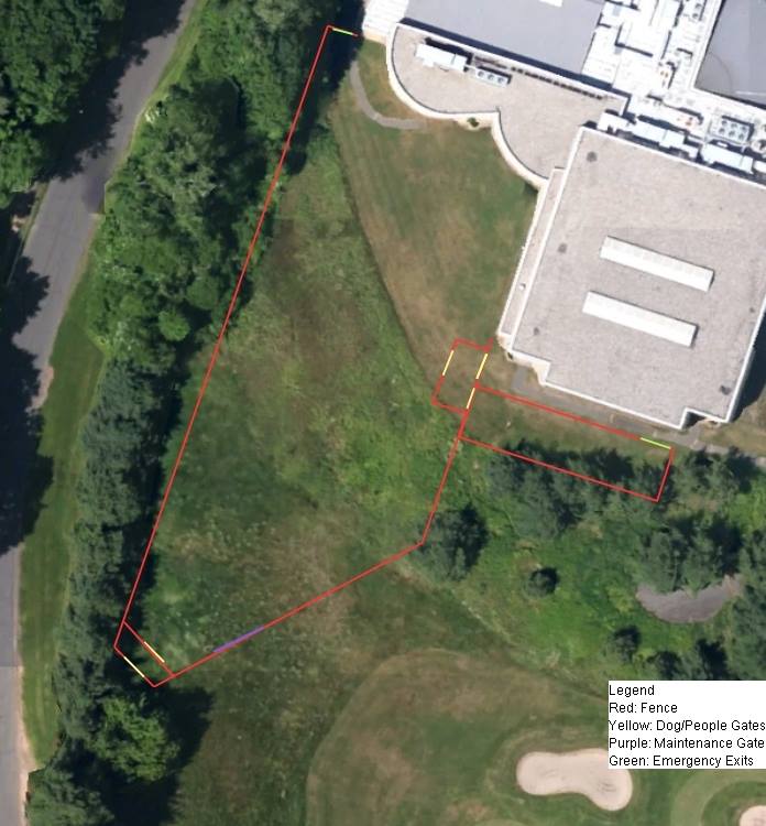 Aerial view of potential dog park between Cornerstone Pool and Buena Vista Golf Course. Courtesy West Hartford Dog Park Coalition.
