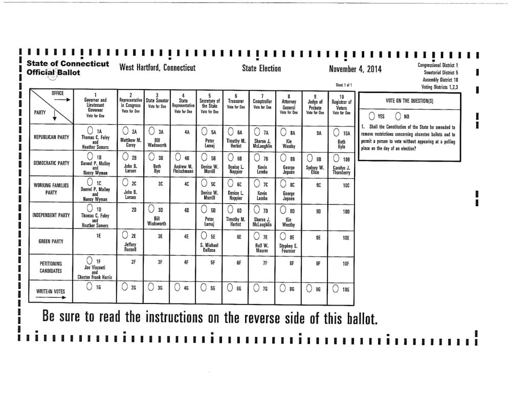 west_hartford sample ballot dist 18