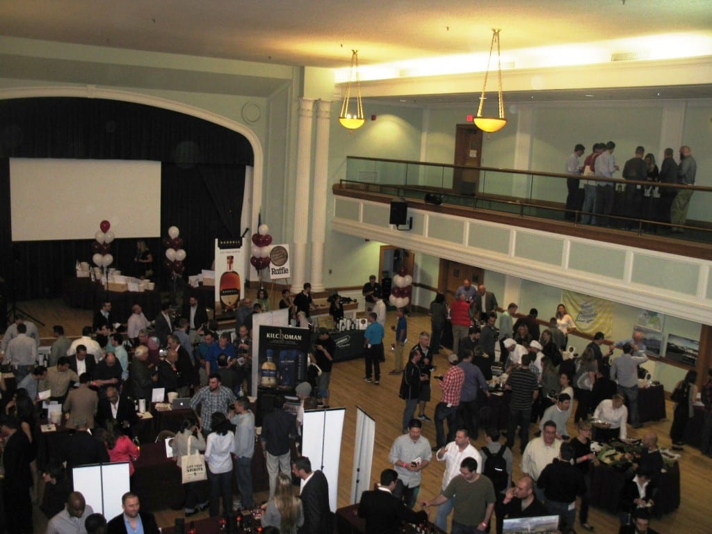 A view of the festival from the Town Hall Auditorium balcony shows the spirits and food tastings in process. Submitted photo