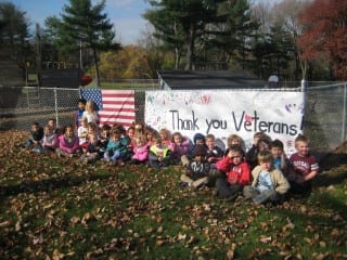 West Hartford Methodist Nursery School students created this baner for Veterans Day. Submitted photo