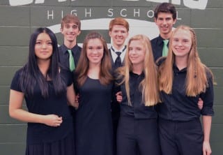 CMEA participants include (front row, from left): Ying Jiang ’16, Emily Driscoll ’17, Sarah Jessen ’17, and Katharine Jessen ’17 (Back row from left): Ryan Sands ’15, Kevin Kearns ’16, and Kyle Brooks ’15
