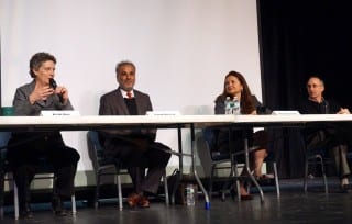Panelists for a discussion on International Human Rights Day included (from left): State Sen. Beth Bye, Dr. Saud Anwar, Wanda Correa, and Bruce Putterman. Photo credit: Ronni Newton