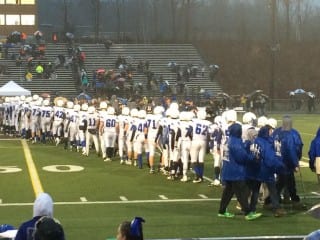 Hall lost to Shelton 42-14 in the Class LL semifinal on Dec. 6. Photo credit: Kate Wells