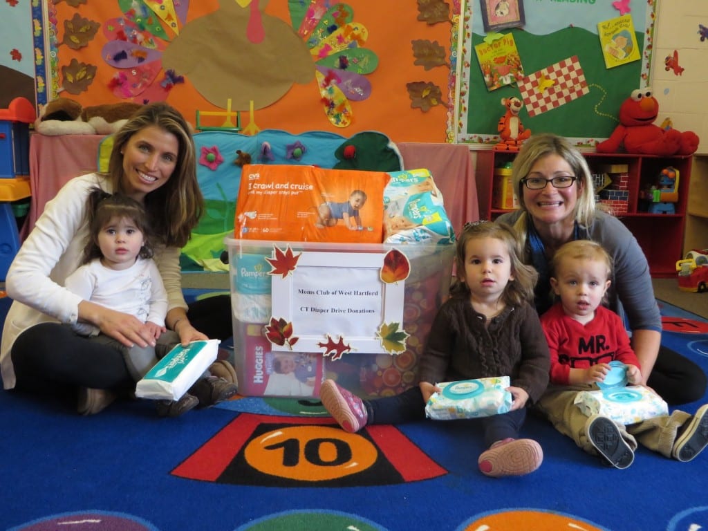 Lollipop Tree Nursery School students support the West Hartford Moms Club Diaper Drive. Submitted photo