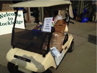 Participants in the Rockledge Men's Club Tournament also stuffed a golf cart full of non-perishables for the West Hartford Food Pantry. Submitted photo