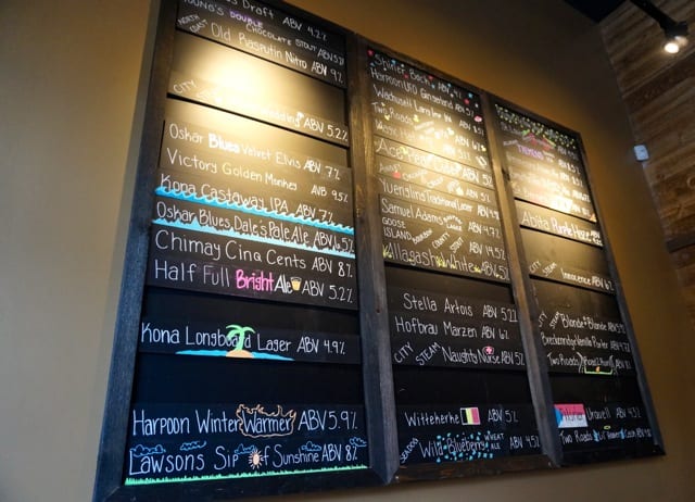 Beer specials highlighted on the chalkboard. World of Beer, West Hartford, CT. Photo credit: Ronni Newton