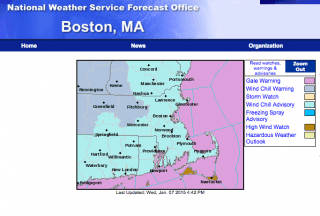 The National Weather Service shows a Wind Chill Advisory for the West Hartford area. 
