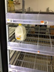The last gallon of skim milk at the Elmwood Stop & Shop. Photo credit: Ronni Newton