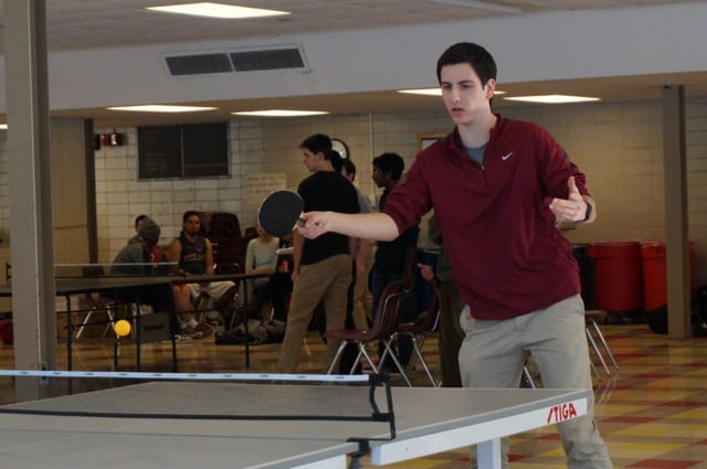 Conard vs. Hall inaugural ping pong tournament. Photo credit: Ronni Newton