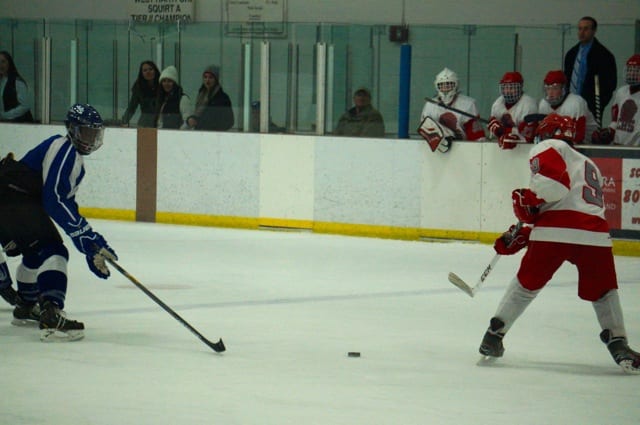 Conard vs. Hall/Southington hockey, Feb. 23, 2015. Photo credit: Ronni Newton