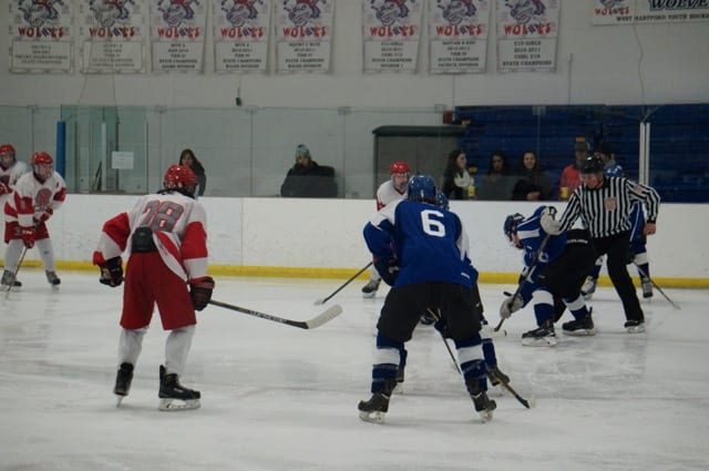 Conard vs. Hall/Southington hockey, Feb. 23, 2015. Photo credit: Ronni Newton