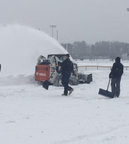 Hall baseball field in snow