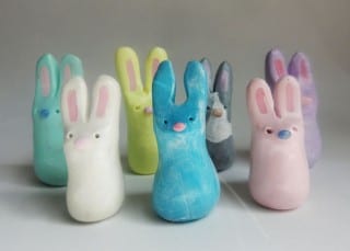 Clay bunnies created by Julie Phillipps for Bunnies & Blooms. Submitted photo