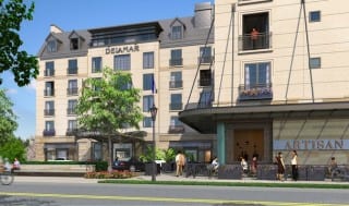 Construction of the Delamar West Hartford Hotel, which will include the Artisan restaurant, will start in the next few weeks. Rendering from Delamar West Hartford website
