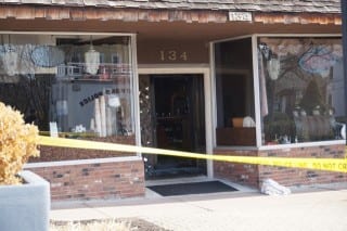 Crime scene tape blocks the entrance to the 1001 Arabian Nights Hookah Lounge at 134 Park Rd., West Hartford. Photo credit: Ronni Newton