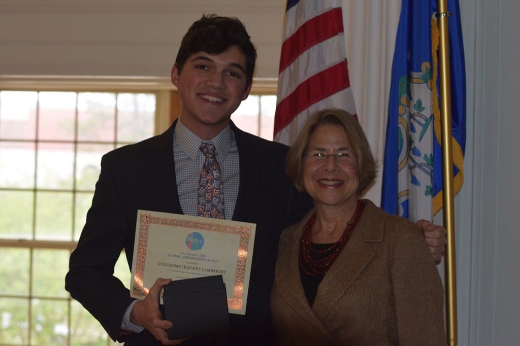 Hall senior Guillermo Irizarry Lambright with Dr.Karen List. Photo credit: Theresa Lerner