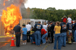 The West Hartford Fire Department will stage a side-by-side burn like this one on Saturday, May 2, to demonstrate the effectiveness of sprinkler systems. Courtesy image