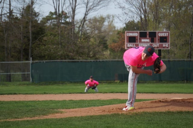 Conard pitcher Jordan Muchin. Conard vs. Hall baseball. May 6, 2015. Photo credit: Ronni Newton