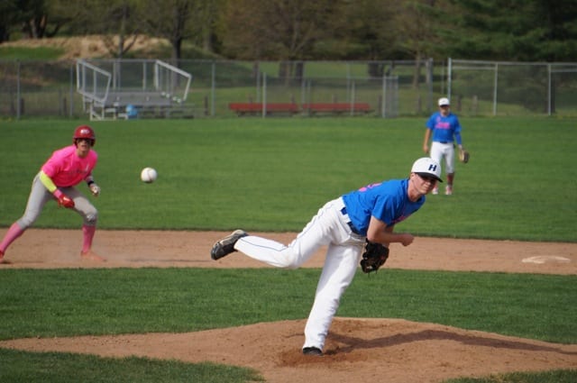 Hall pitcher Patrick McHale. Conard vs. Hall baseball. May 6, 2015. Photo credit: Ronni Newton