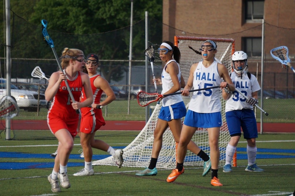 Hall vs. Conard Girls Lacrosse, May 21, 2015. Photo credit: Ronni Newton