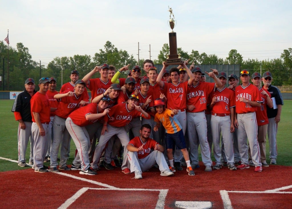 Conard baseball wins the Mayor's Cup trophy for the first time since the tradition was established in 2012. Photo credit: RonnI Newton