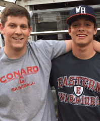 Conard baseball captains Jordan Muchin (left) and Alex White have worked to turn the Conard vs. Hall baseball game into a fundraiser for 'Making Strides Against Breast Cancer.' Courtesy photo