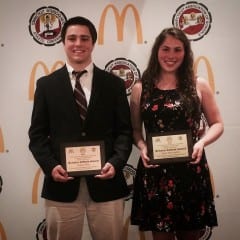 RJ Place of West Hartford (left) and Sarah McLaughlin of Suffied are NWC's CIAC Scholar-Athletes for 2015. Submitted photo