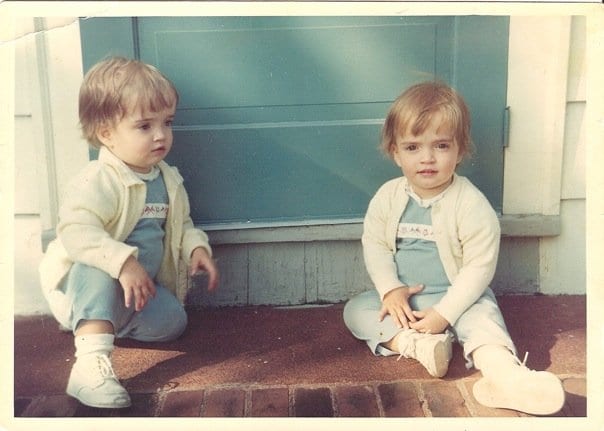 A throwback to about 1968, Joy Taylor and her twin Amy Melvin in West Hartford. Photo courtesy of Joy Taylor