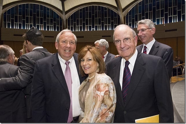 From left: Howard and Patti Weiner of West Hartford and Former U.S. Senator George J. Mitchell. Submitted photo