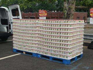 Some of the more than 6,000 tons of non-perishables collected in the West Hartford elementary school food drive. Submitted photo