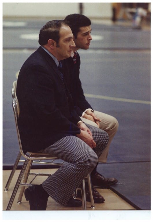 Beaudry and then-assistant  coach Rob Cersosimo look on during a match. Courtesy photo