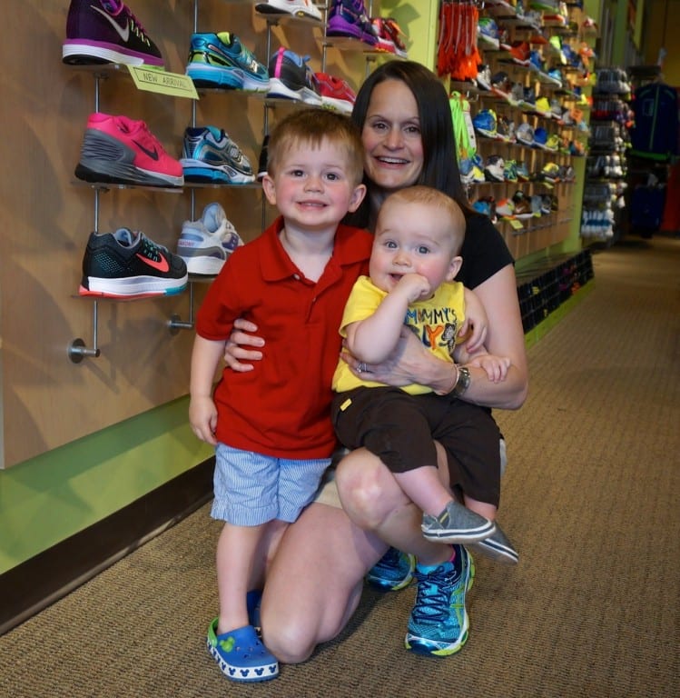 Marisa Jones has run, and won the women's division in the Celebrate West Hartford 5K every year except when she was pregnant with Beckett (left, almost 3) and Ryder (8 months). Photo credit: Ronni Newton