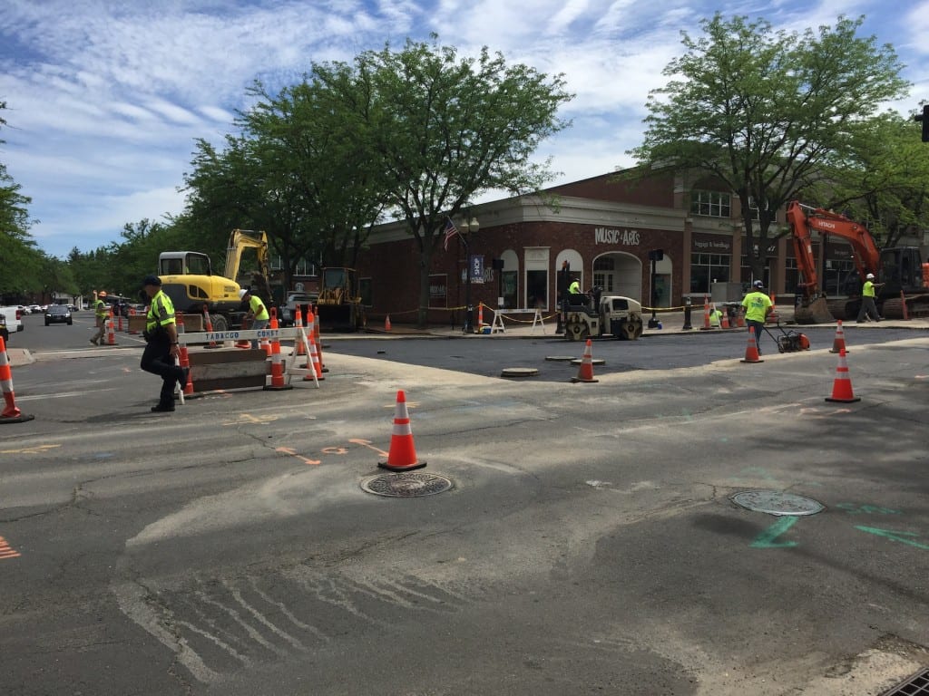 Crews are leaving the intersection at Farmington Avenue and LaSalle Road open for the weekend, but work is scheduled to resume Monday. Photo courtesy of John Phillips