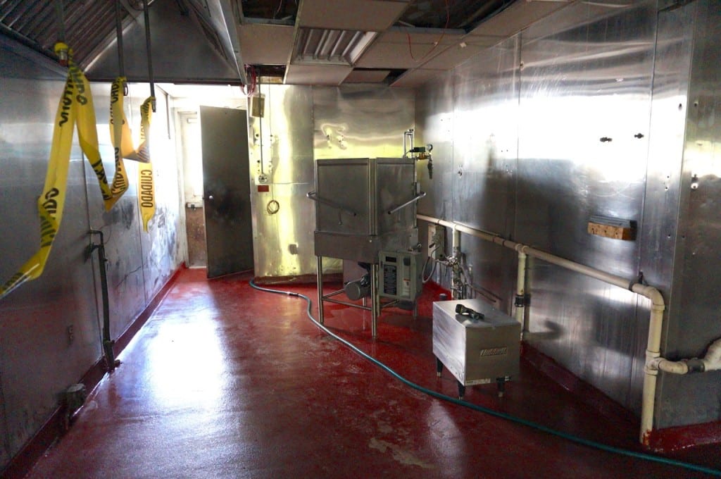 The kitchen of the new Prospect Café has a red epoxy sealed floor. Photo credit: Ronni Newton