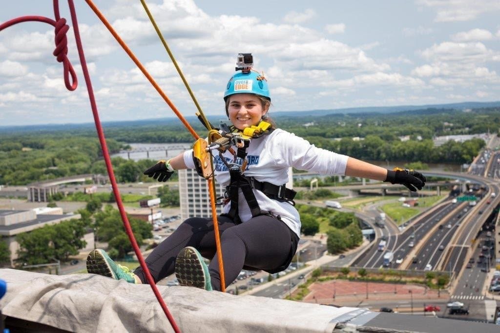 Lian Wolman of West Hartford will rappel down the side of the Hartford Hilton for the second time this year as part of the Shatterproof Challenge. Submitted photo