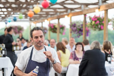 Chef Billy Grant at this year's first pop-up farm dinner at Rose's Berry Farm. Courtesy photo