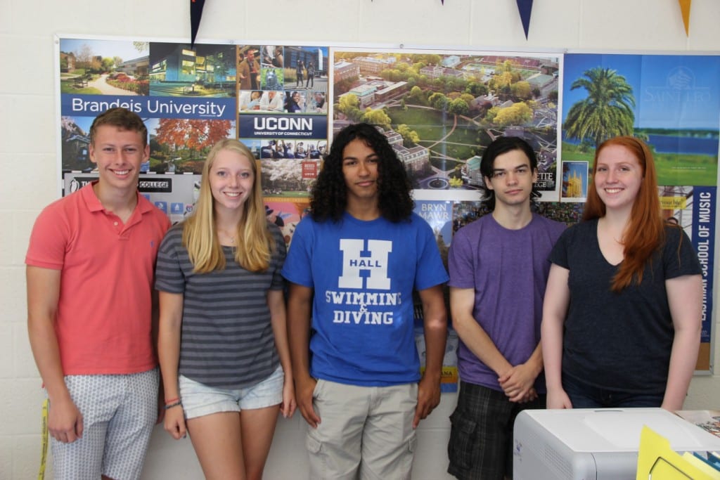 Hall High School 2015 National Merit Semifinalists are (L-R): Michael Stambler, Madison Manning, Jakob Woods Weber, Thomas McManus, and Margaret Kinabrew. Submitted photo