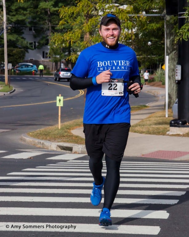 A member of the Bouvier Insurance team running in the 4th Annual West Hartford Relay, Sept.. 26, 2015. Photo courtesy of Amy Sommers Photography