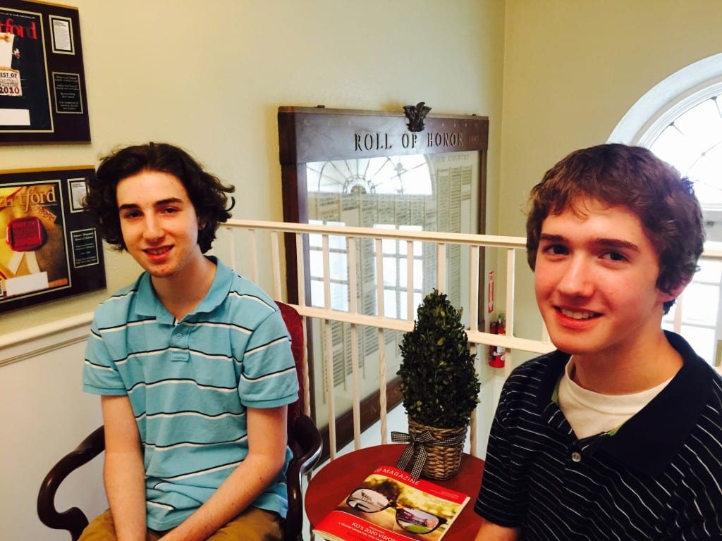 Kingswood Oxford’s Benjamin Waldman ’16 of West Hartford (left) and Ben Sullivan ’16 of Longmeadow, MA, have been named National Merit Semifinalists. Submitted photo