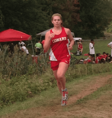 Gwen Geisler captured first place in the Conard girls XC meet on Sept. 29. Photo courtesy of LInday Geisler