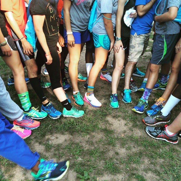 Students show off their new shoes at Elizabeth Park. Submitted photo