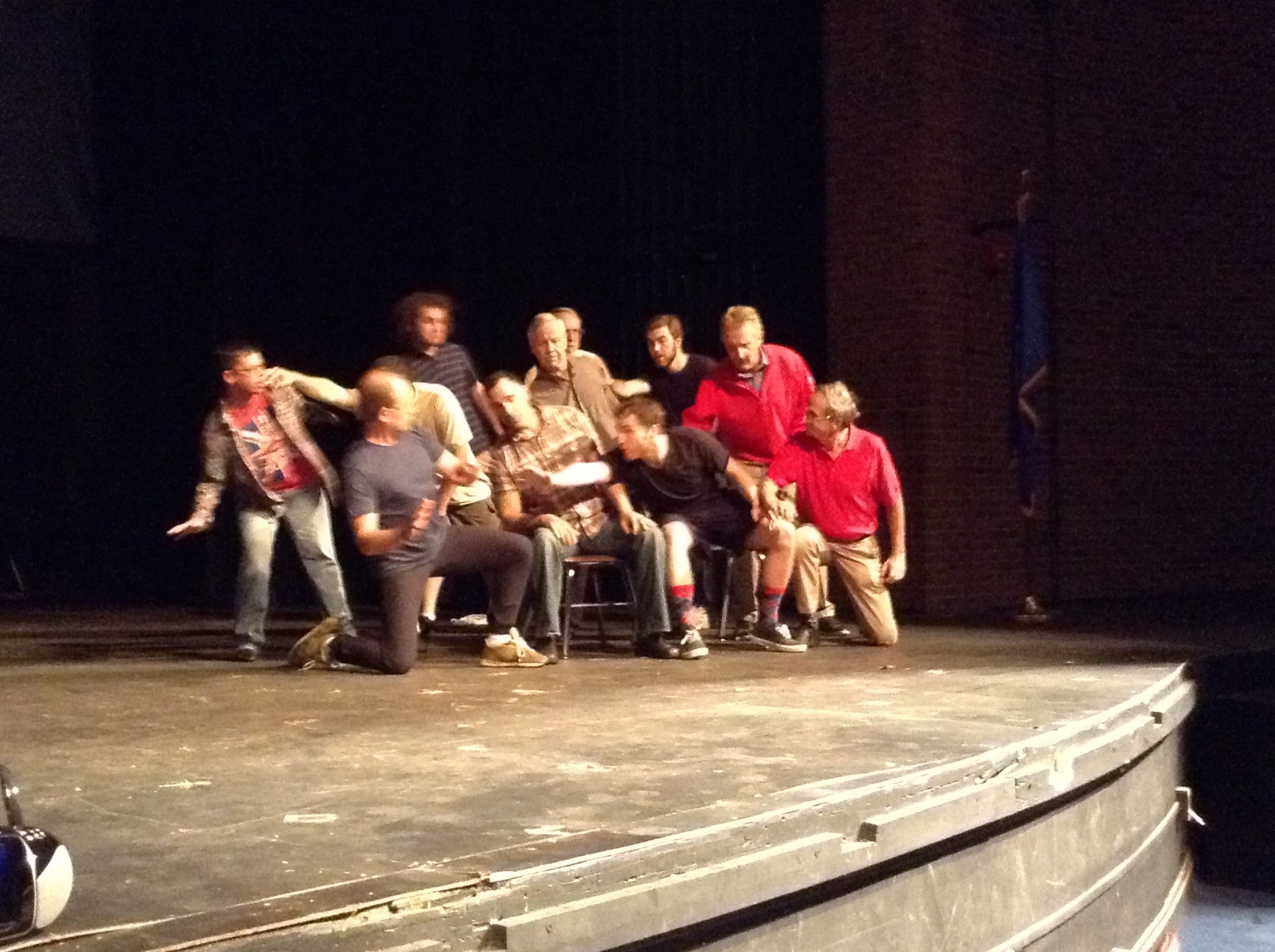 The men of the ensemble rehearse “Blow High, Blow Low”, Act I of Carousel. Submitted photo