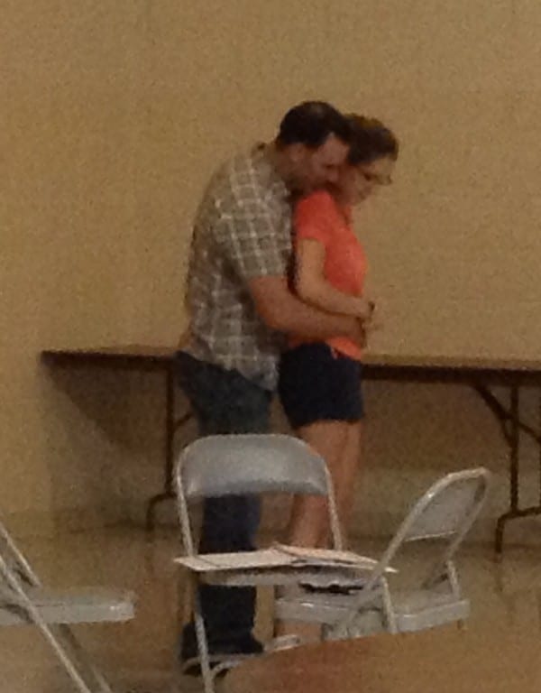 Mike Mezo as Billy Bigelow and Katie Meagher as Julie Jordan rehearse a scene in Act I of Carousel. Submitted photo
